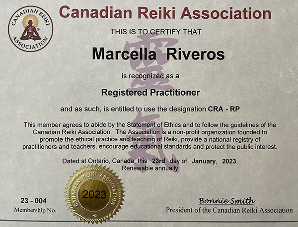 Diploma canadian reiki association